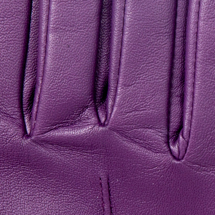 Women's Single Point Lined Leather Gloves in Violet Fingers