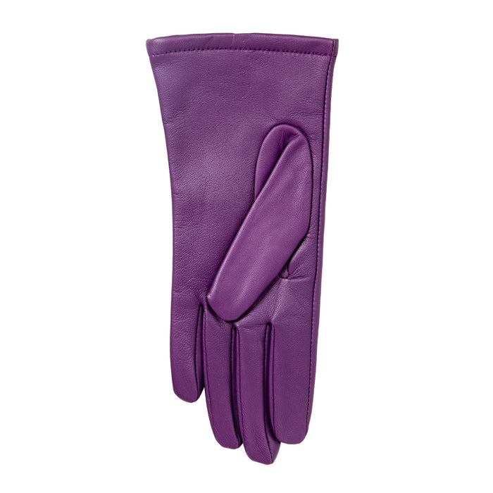 Women's Single Point Lined Leather Gloves in Violet Left