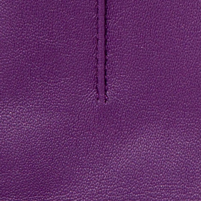 Women's Single Point Lined Leather Gloves in Violet Stitching