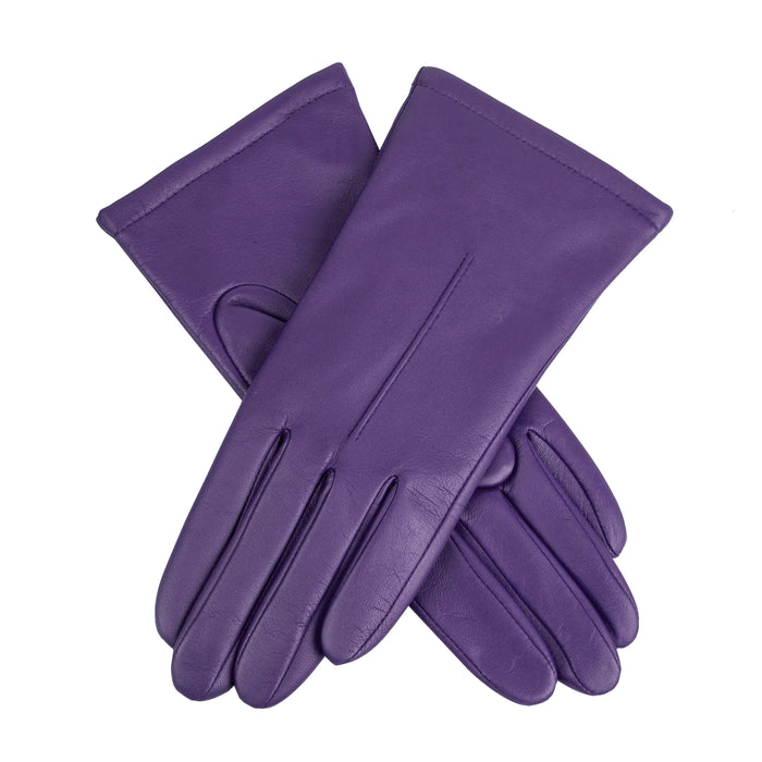 Women's Single Point Lined Leather Gloves in Violet