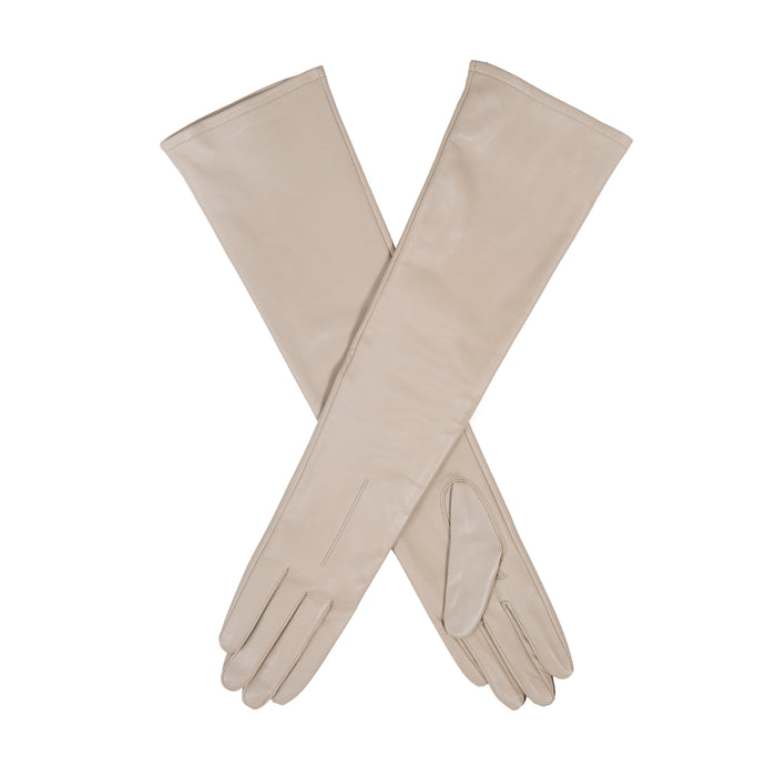 Women's Single Long Above-Elbow Lined Leather Gloves Ivory