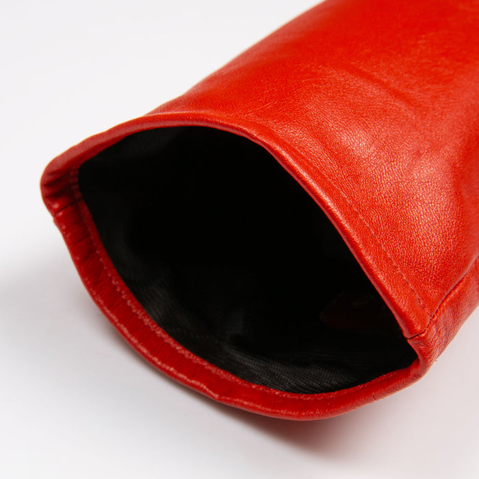 Women's Single Long Above-Elbow Lined Leather Gloves Berry cuff