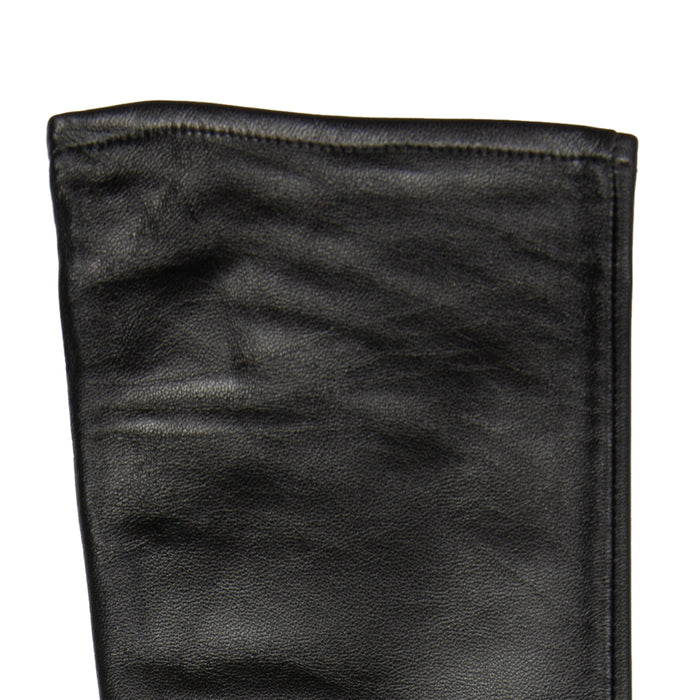 Women's Single Long Above-Elbow Lined Leather Gloves Black left cuff