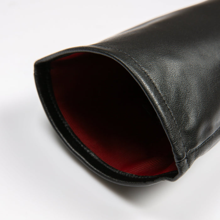 Women's Single Long Above-Elbow Lined Leather Gloves Black open cuff