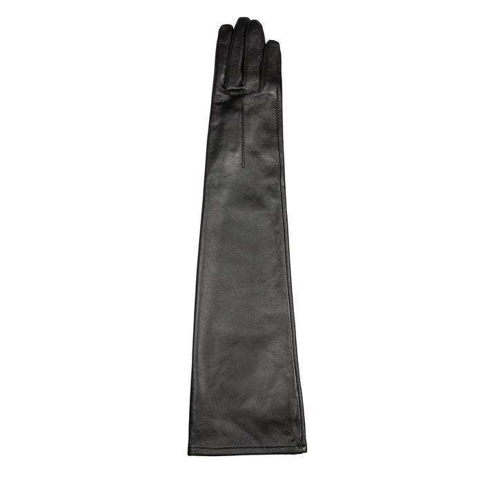 Women's Single Long Above-Elbow Lined Leather Gloves Black right