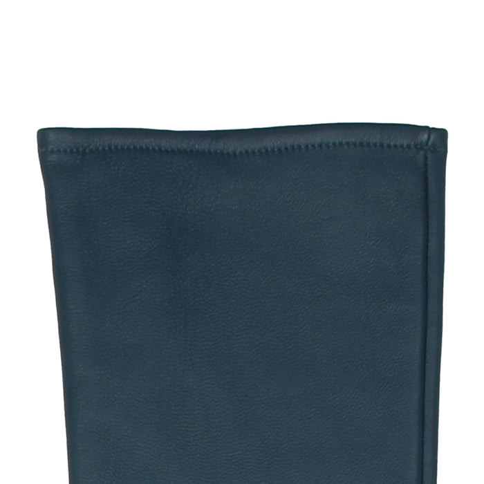 Women's Single Point Long Above Elbow Lined Leather Gloves Blueberry left cuff