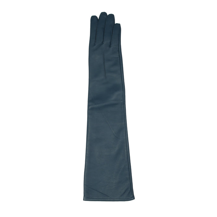 Women's Single Point Long Above Elbow Lined Leather Gloves Blueberry right