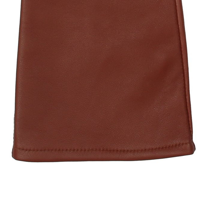 Women's Single Point Long Above Elbow Lined Leather Gloves cognac right cuff
