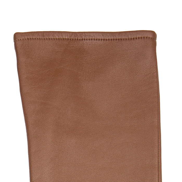 Women's Single Long Above-Elbow Lined Leather Gloves Country Brown left cuff