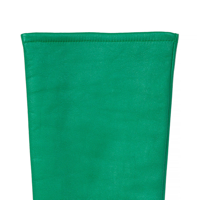Women's Single Long Above-Elbow Lined Leather Gloves Emerald left cuff
