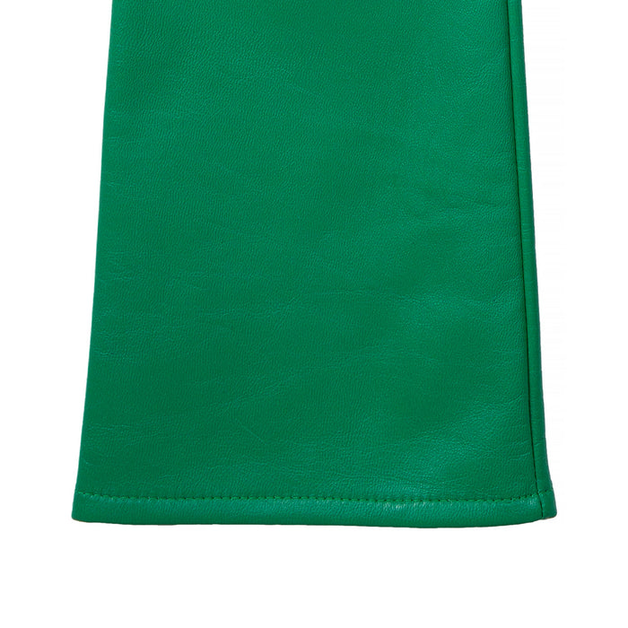 Women's Single Long Above-Elbow Lined Leather Gloves Emerald right cuff