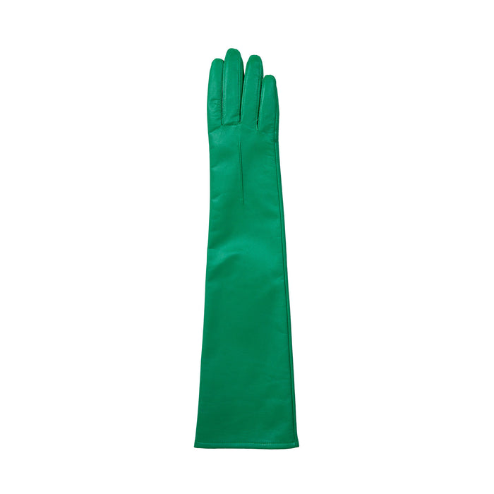 Women's Single Long Above-Elbow Lined Leather Gloves Emerald right
