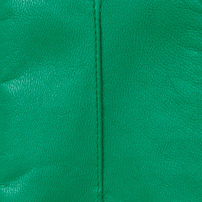 Women's Single Long Above-Elbow Lined Leather Gloves Emerald stitching