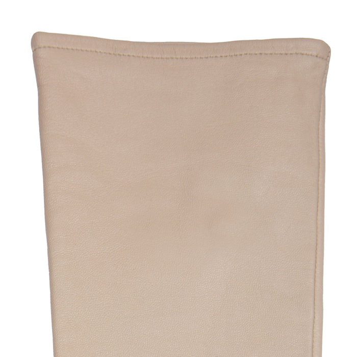 Women's Single Long Above-Elbow Lined Leather Gloves Ivory left cuff
