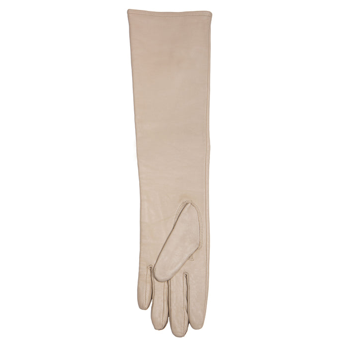 Women's Single Long Above-Elbow Lined Leather Gloves Ivory left