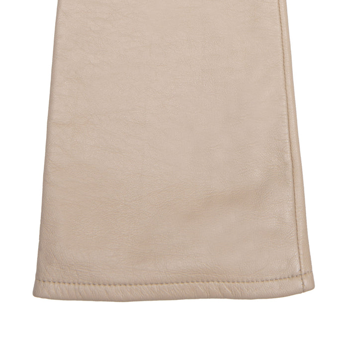 Women's Single Long Above-Elbow Lined Leather Gloves Ivory right cuff