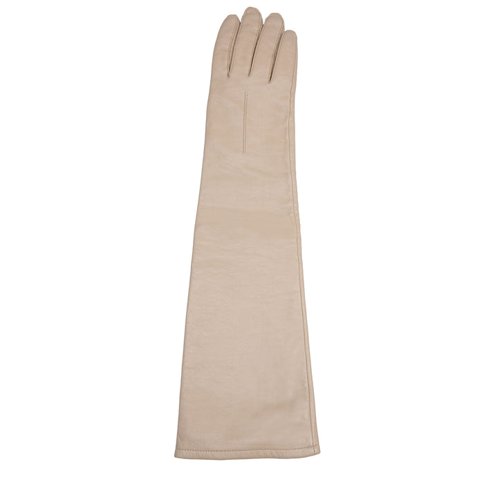 Women's Single Long Above-Elbow Lined Leather Gloves Ivory right