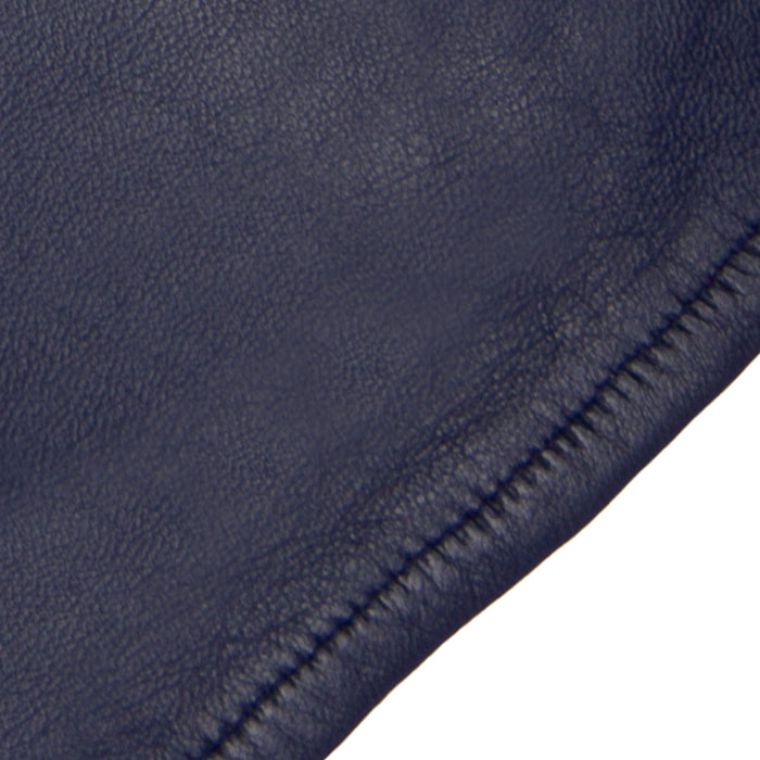 Women's Single Long Above-Elbow Lined Leather Gloves Navy closeup