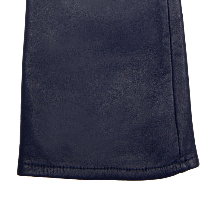 Women's Single Long Above-Elbow Lined Leather Gloves Navy right cuff