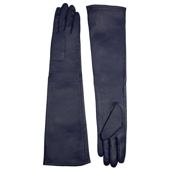 Women's Single Long Above-Elbow Lined Leather Gloves Navy side