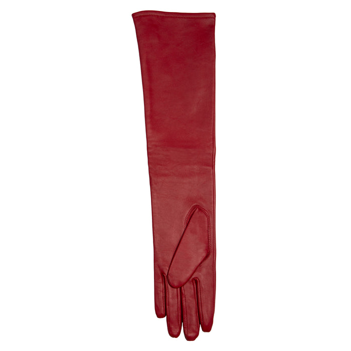 Women's Single Long Above-Elbow Lined Leather Gloves Wine Left