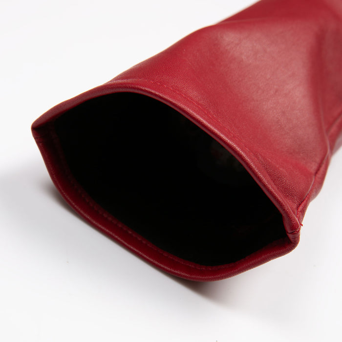 Women's Single Long Above-Elbow Lined Leather Gloves Wine open cuff