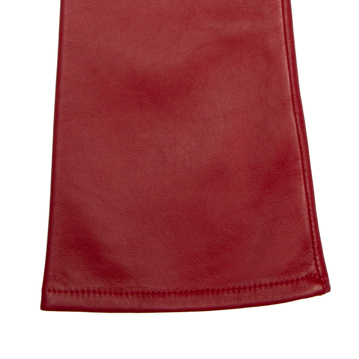 Women's Single Long Above-Elbow Lined Leather Gloves Wine right cuff