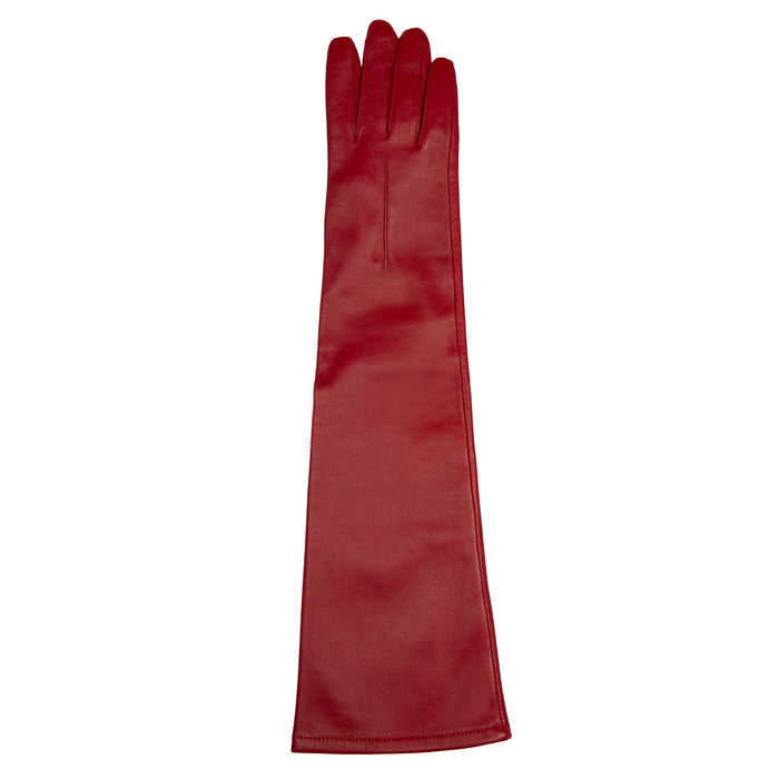 Women's Single Long Above-Elbow Lined Leather Gloves Wine right