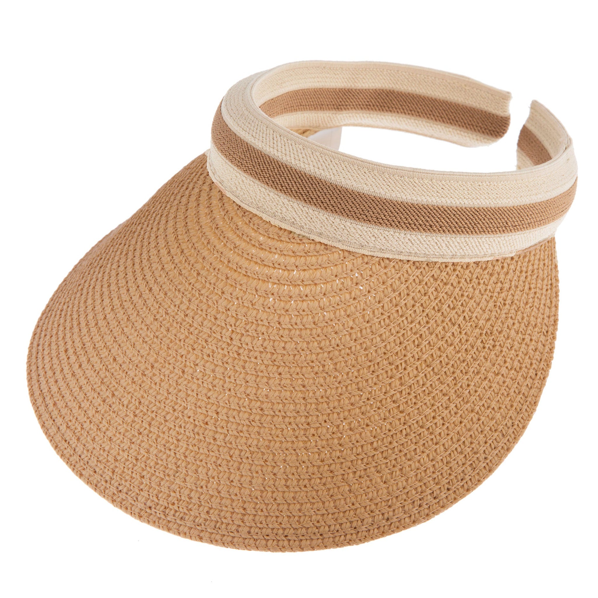 Women's Straw Sun Visor with Ribbon Band Dents - Main Image
