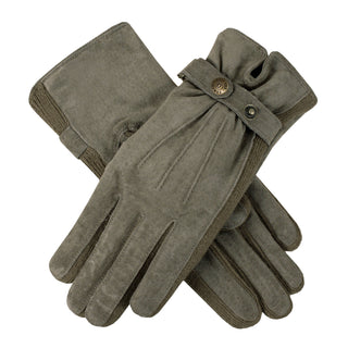 Women's fleece-lined suede gloves in oatmeal