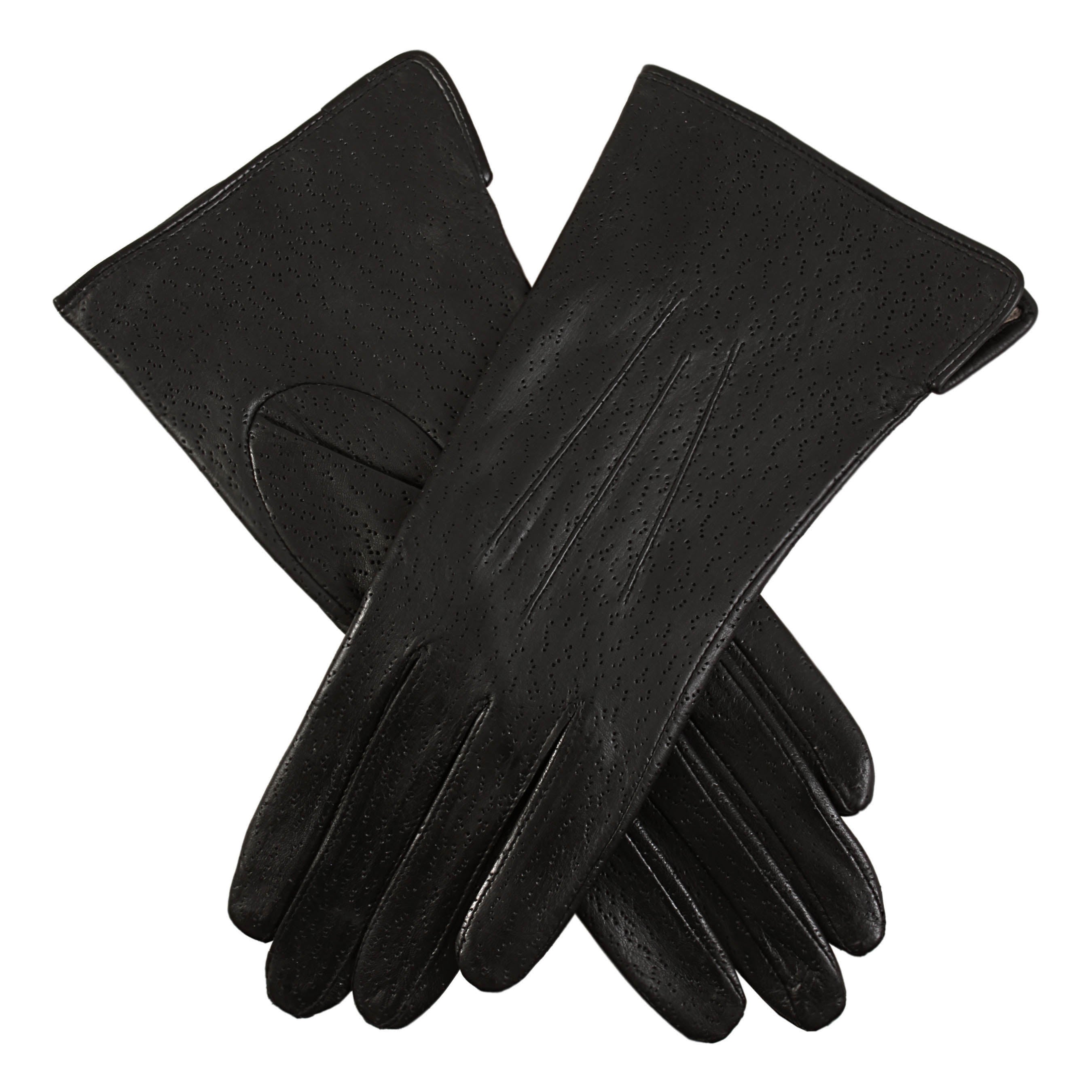 DENTS PECCARY LEATHER GLOVES BLACK 8