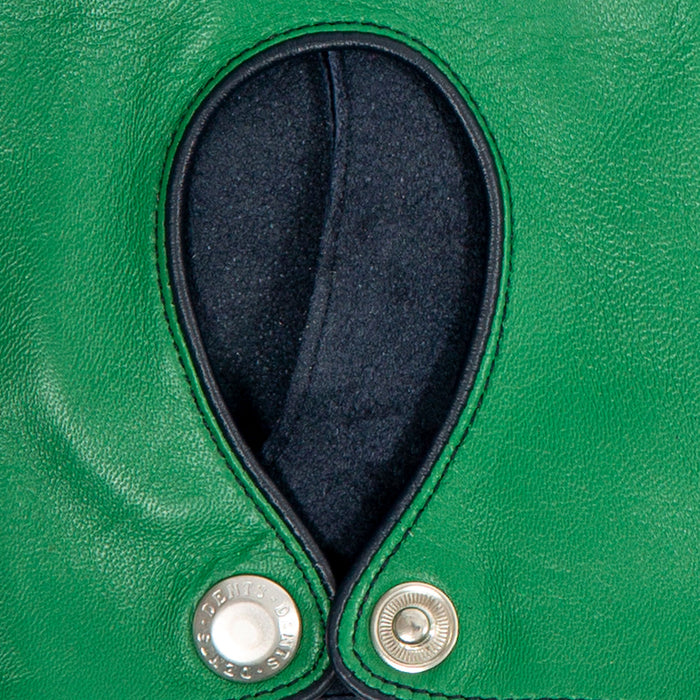 Women's Emerald Navy leather touchscreen driving gloves buttons