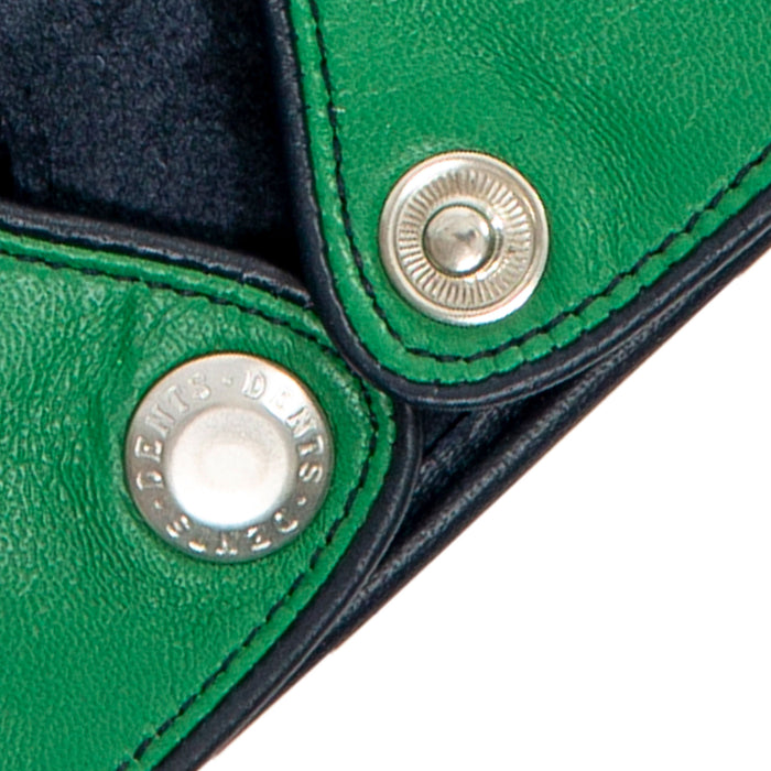Women's Emerald Navy leather touchscreen driving gloves cuff