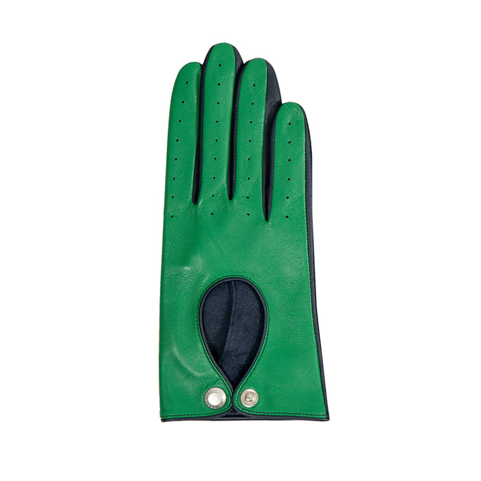 Women's Emerald Navy leather touchscreen driving gloves right
