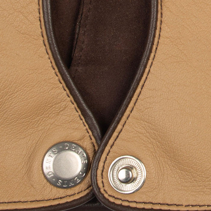 Women's touchscreen leather driving gloves in toffee/mocca stud