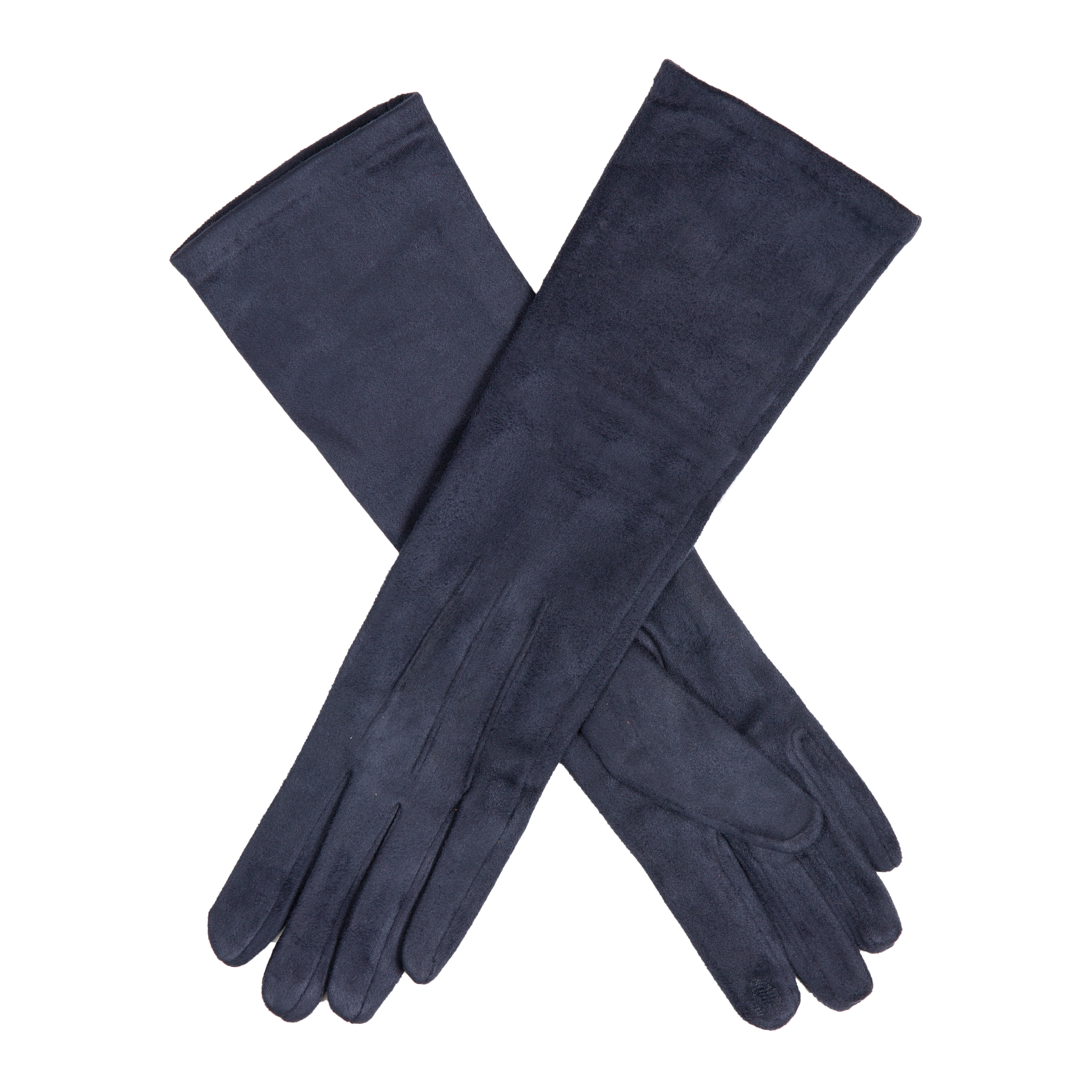 Women s Touchscreen Long Below Elbow Velour Lined Faux Suede Gloves Dents