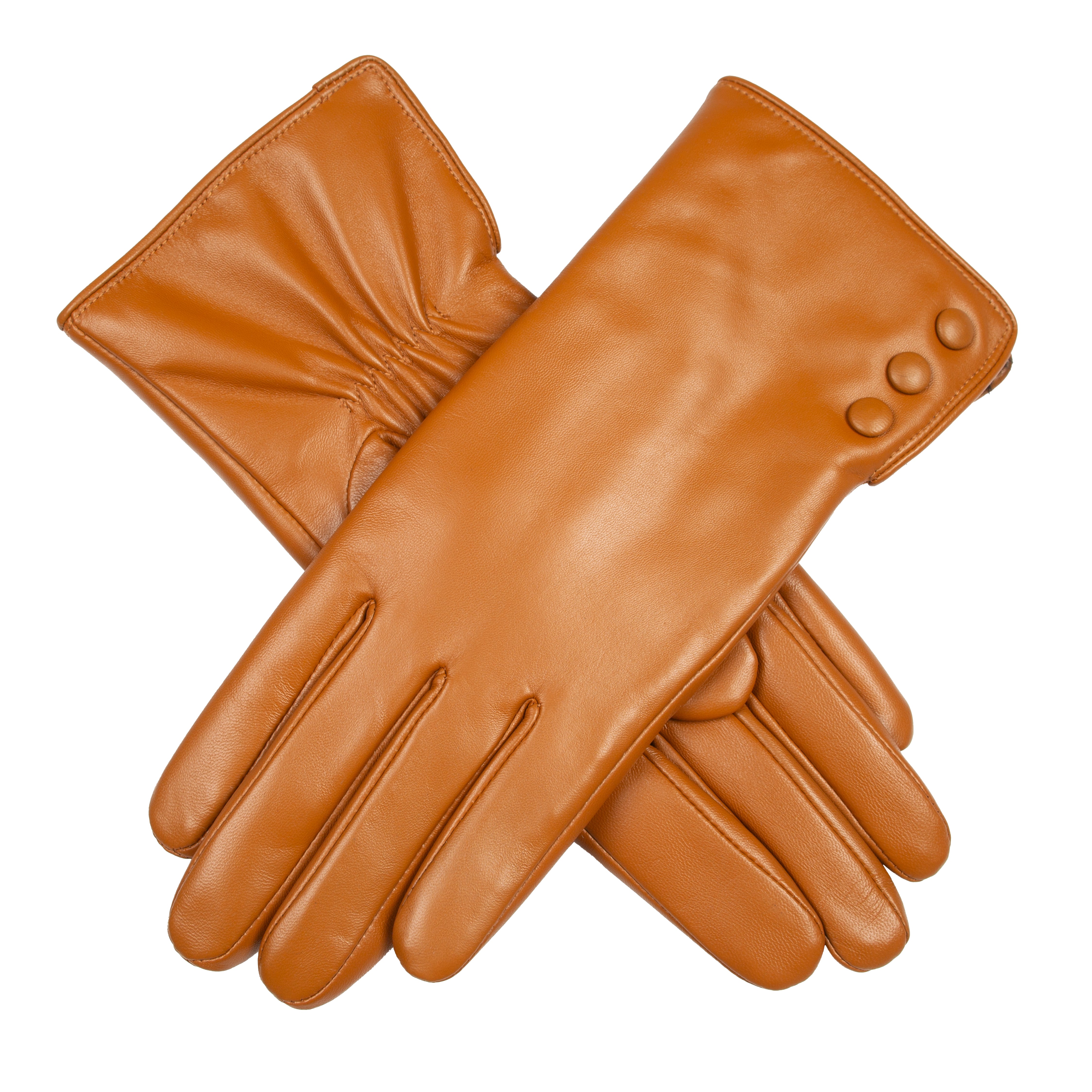 Women's Touchscreen Water-Resistant Faux Fur-Lined Leather Gloves