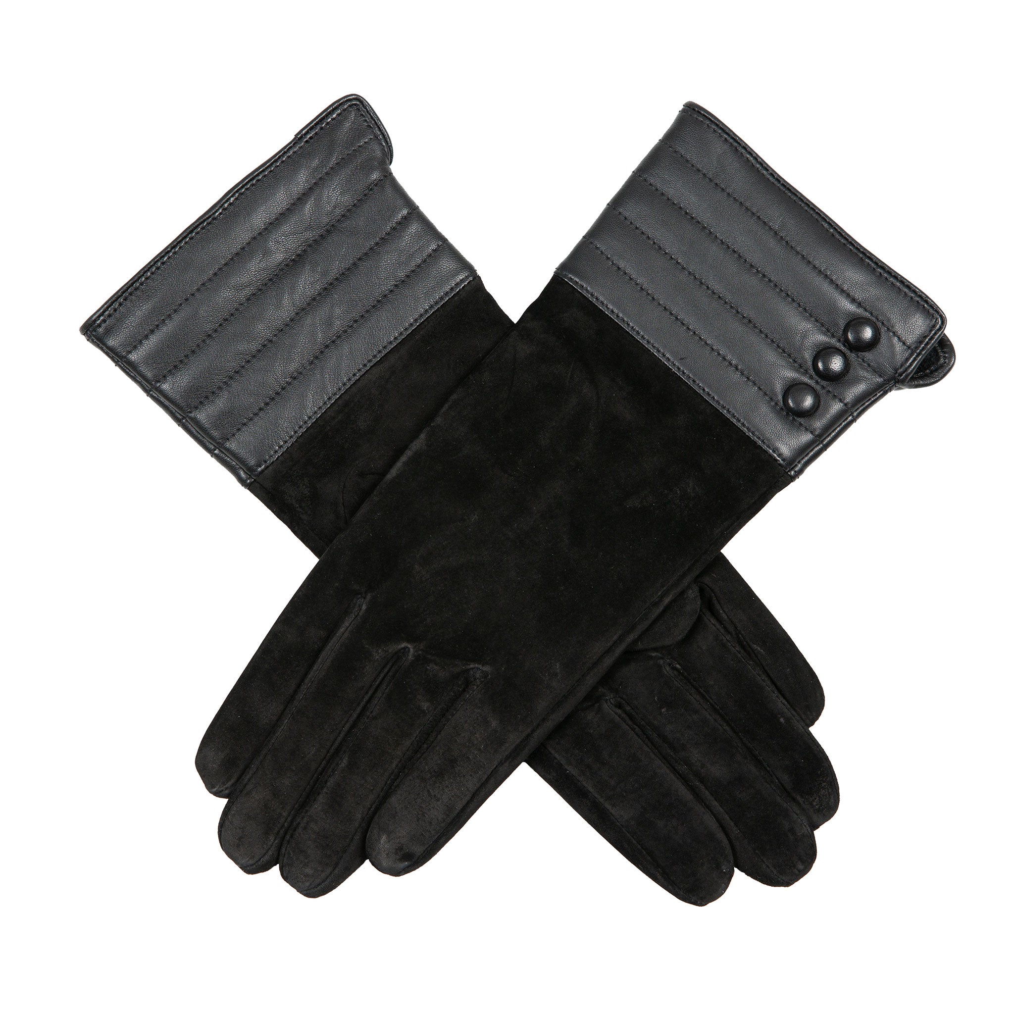 Women s Touchscreen Water Resistant Lined Suede Gloves with Leather Cu Dents