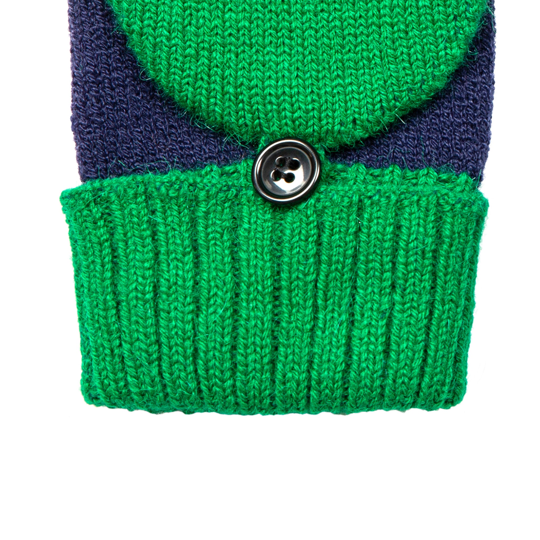 Women s Two Tone Knitted Fingerless Gloves with Mitten Flap Dents