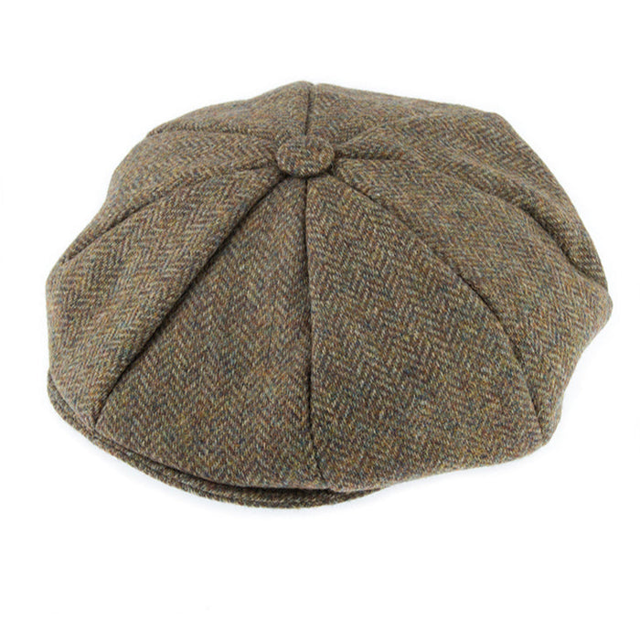 Men's Abraham Moon Herringbone Tweed Newboy's Cap in Spruce
