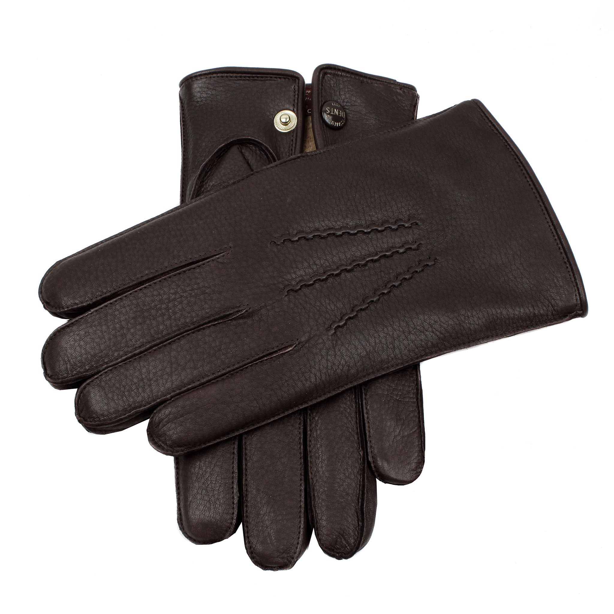 Brown Leather Gloves - Rabbit Fur Lining - American Deerskin XXXL - 12½/13