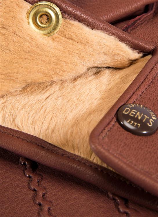 小物 DENTS DEAR LEATHER GLOVES BROWN 8 1/2 Women's Touchscreen Single-Point Faux Fur-Lined Leather