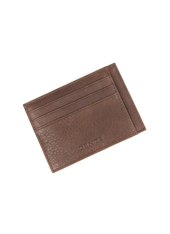 RFID Pebble Grain Card Holder with Contrast Stitch Detail Dents