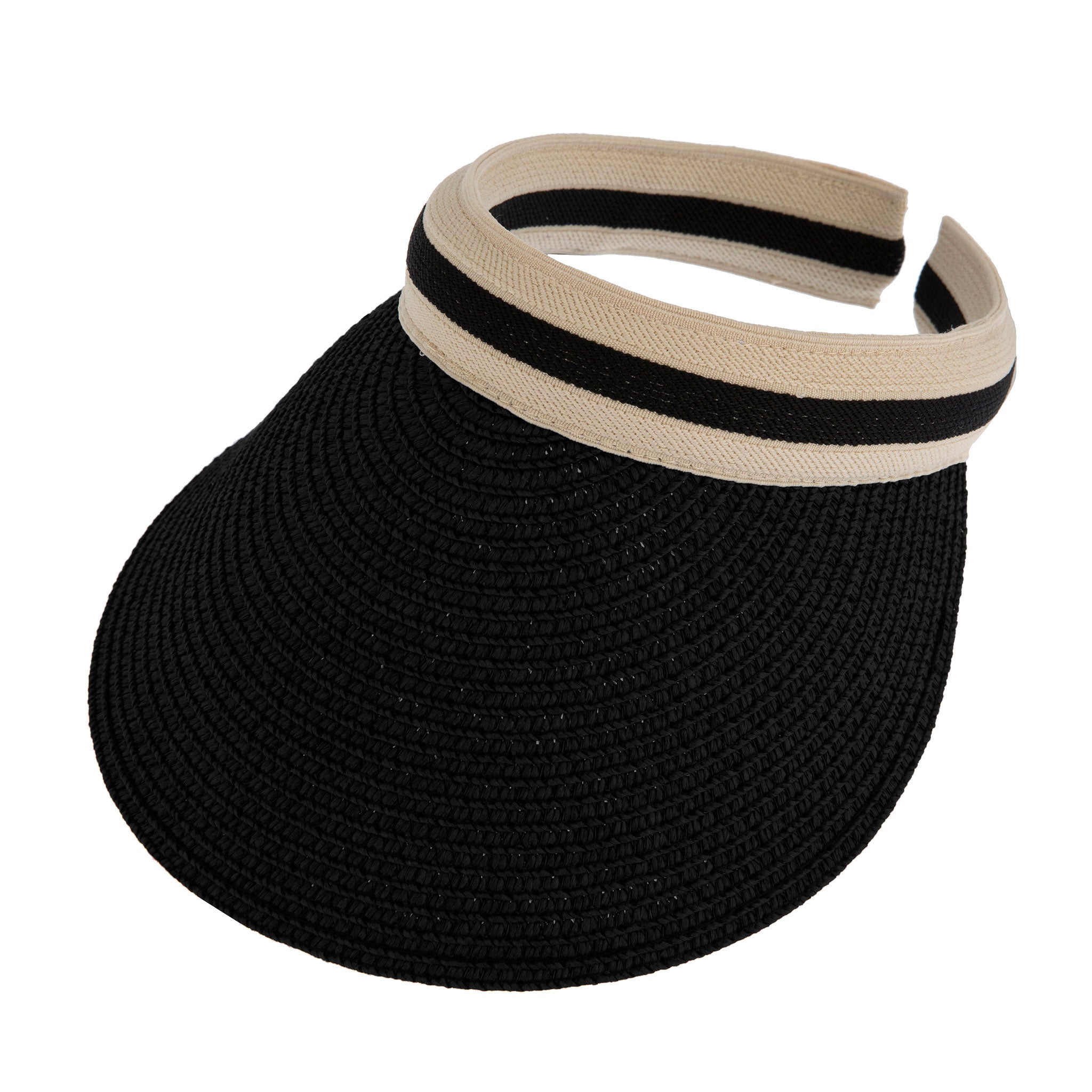 Women's Straw Sun Visor with Ribbon Band Dents