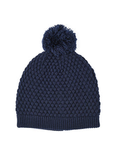 Navy blue knitted bobble hat outlet