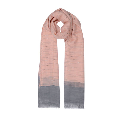 Dash Lined Stripe And Block Colour Border Scarf