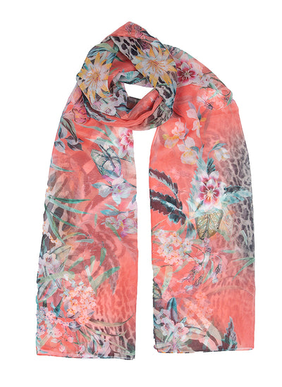 Floral And Animal Print Scarf
