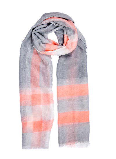 Ombre Scarf With Contrast Check Border