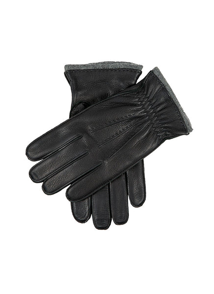 Men’s Three-Point Cashmere-Lined Deerskin Leather Gloves with Cashmere Cuffs