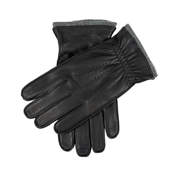 Men's Cashmere-Lined Deerskin Leather Gloves with Cuffs Dents